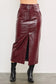 Shrimp - Burgundy Faux Leather Skirt Front Slit