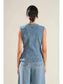 Salom - Washed Denim Vest Featuring Round Neckline