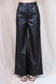 Coyote - Faux Leather Large Pocket Wide Leg Carpenter Pants