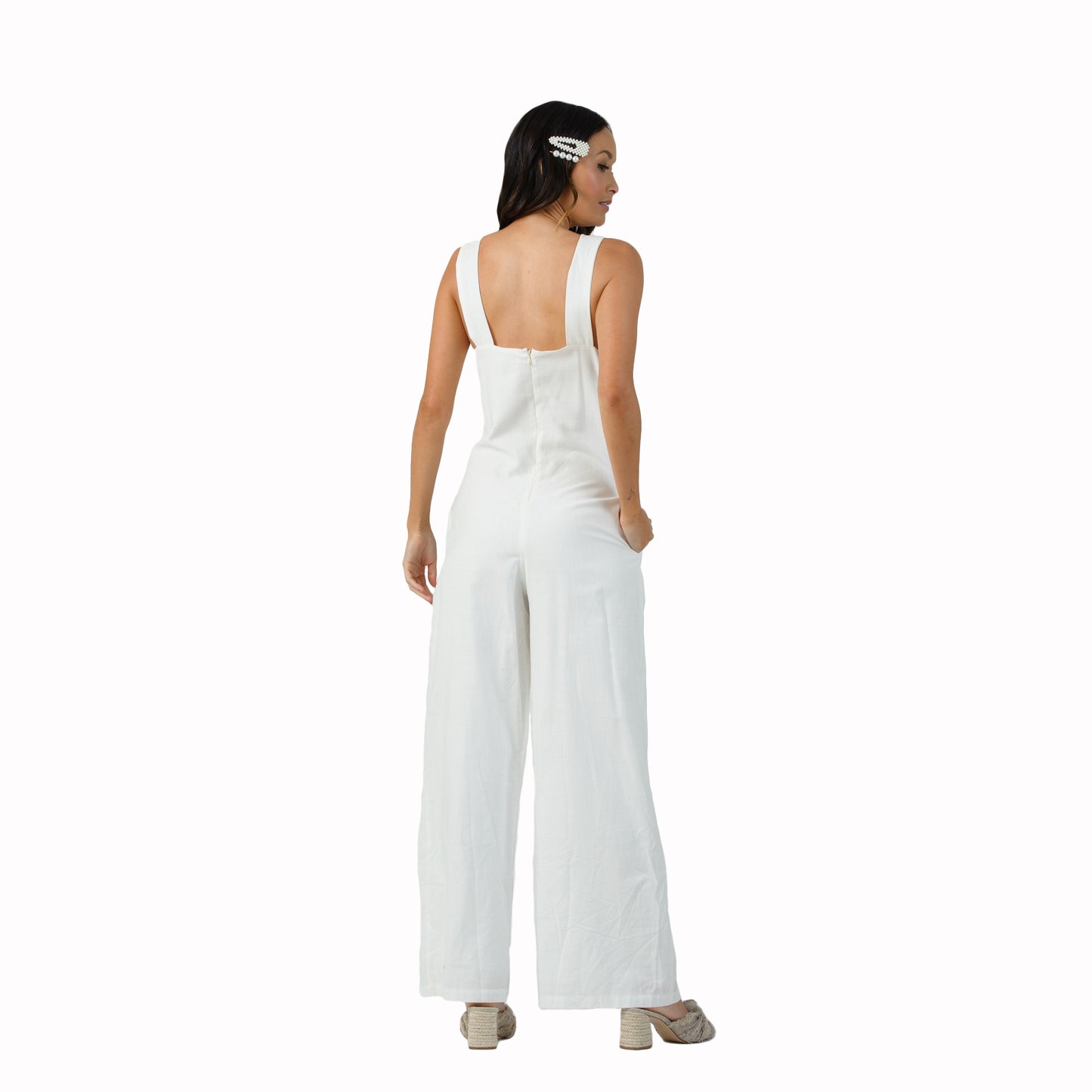 Dove -Off White Clover Knot Detailed Jumpsuit