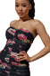 Ladybug - Black Multi-Color Mesh Print Ruched Tube Dress