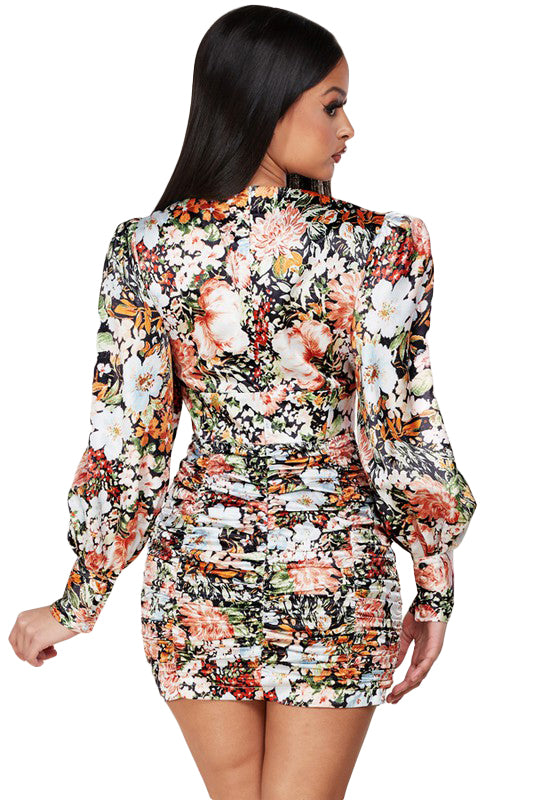 Peacock- Floral Long Sleeve Dress