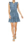 Owl - Sleeveless Split Neck Waist Tiered Mini Dress