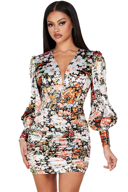 Peacock- Floral Long Sleeve Dress