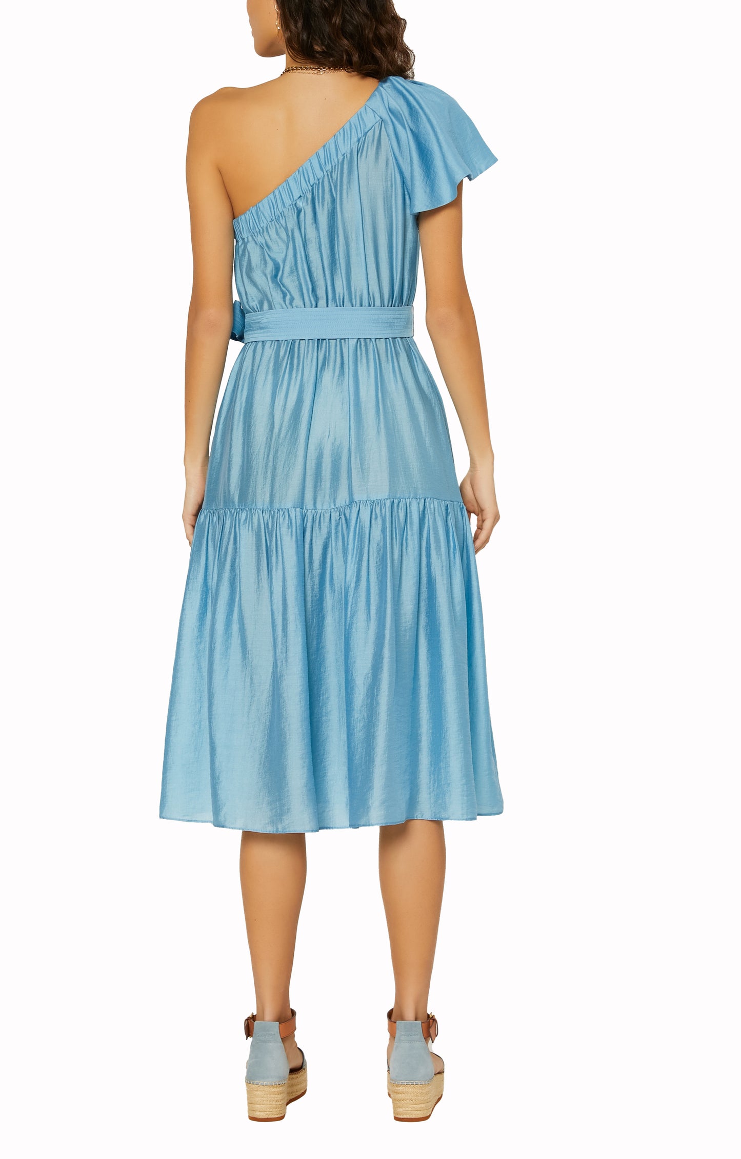 BlueJay- Dusty Blue One shoulder Dress