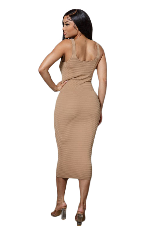 Grizzly - Taupe Tank Midi Sweater Sleeveless Dress