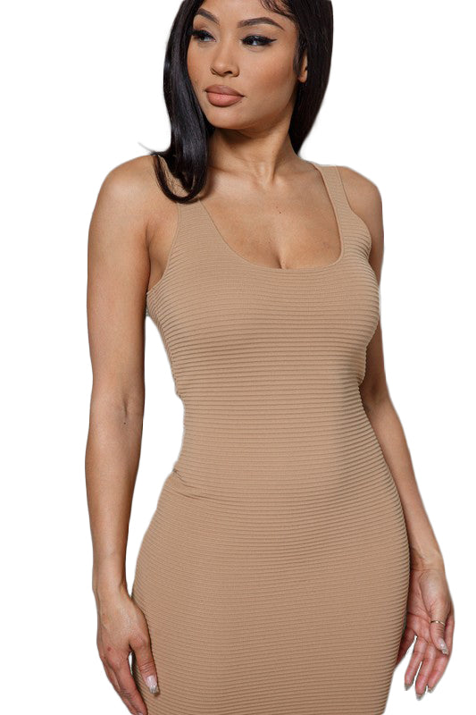 Grizzly - Taupe Tank Midi Sweater Sleeveless Dress