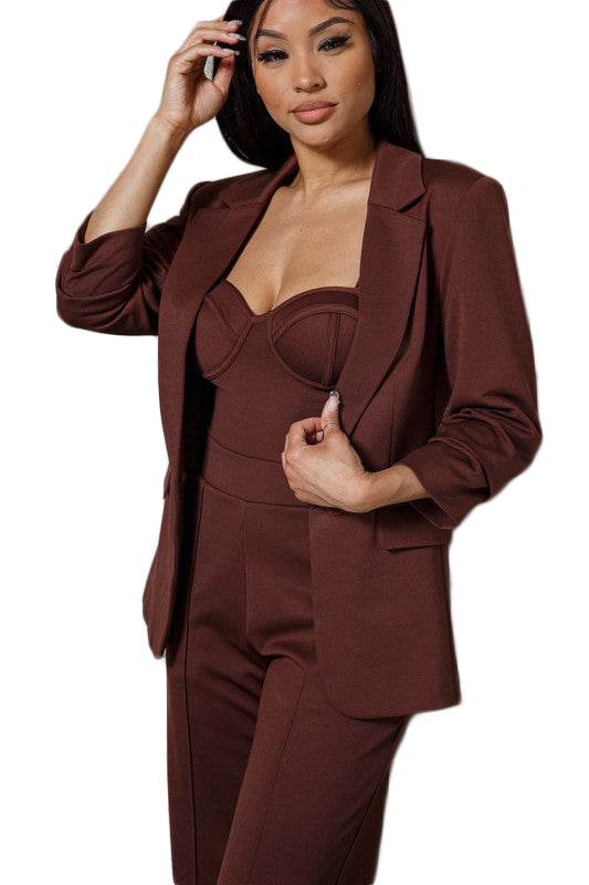 Fox Set - Mocha Three Piece Stretch Heavy Jersey Set