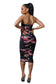 Ladybug - Black Multi-Color Mesh Print Ruched Tube Dress