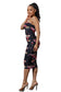 Ladybug - Black Multi-Color Mesh Print Ruched Tube Dress