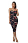 Ladybug - Black Multi-Color Mesh Print Ruched Tube Dress