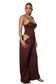 Squirrel Set - Two Set Chocolate Bustier Bodysuit With Elastic Wide Leg Pants